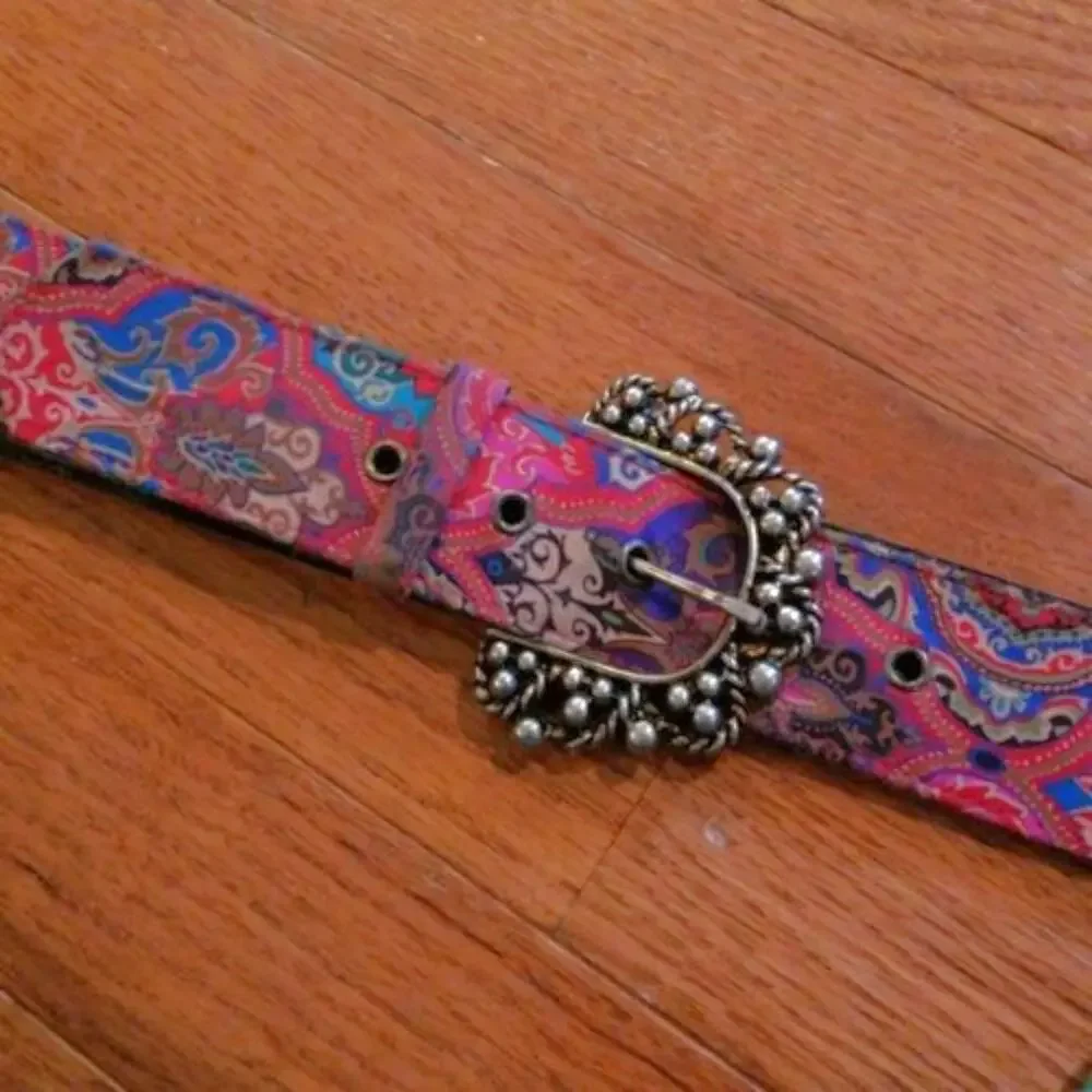 Vintage Women's Belt - Red Patterned Size 12 P